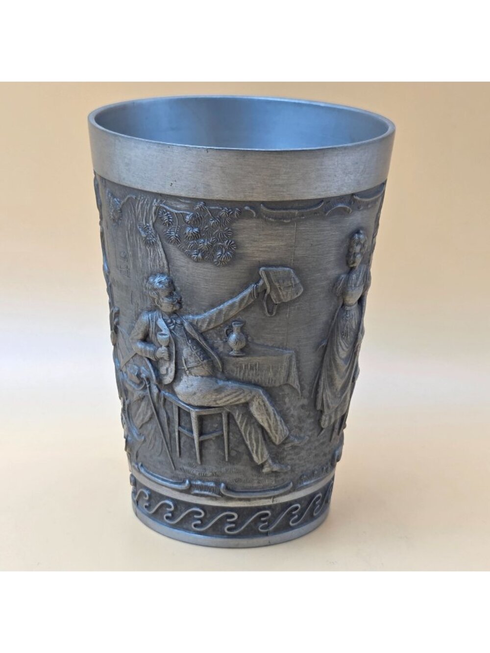 Frieling Rein Zinn Germany Pewter Cup German Tavern Scene Relief Beaker